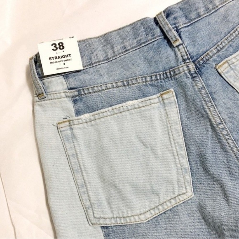 NWT MANGO Contrast Denim Shorts, US 28 EU 38 - Picture 6 of 6